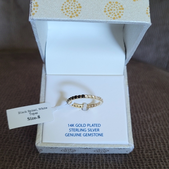 Shivam Black🖤 Spinel and White Topaz Gemstones Eternity♾️ Ring💍 - Picture 11 of 16